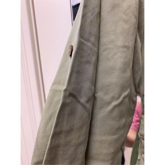 Zara Women's Army Green Tencel Denim Dress Size S Beaded Accent Adjustable Sleev - Picture 4 of 7